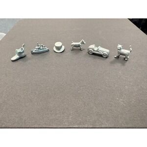 Vintage Monopoly Replacement Game Tokens 2013 Metal Set of 6 Dog Car Hat Cat
